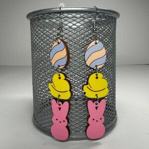 Peeps Earrings - Easter Egg  - Bunny Earrings - Dangling Earrings - New!